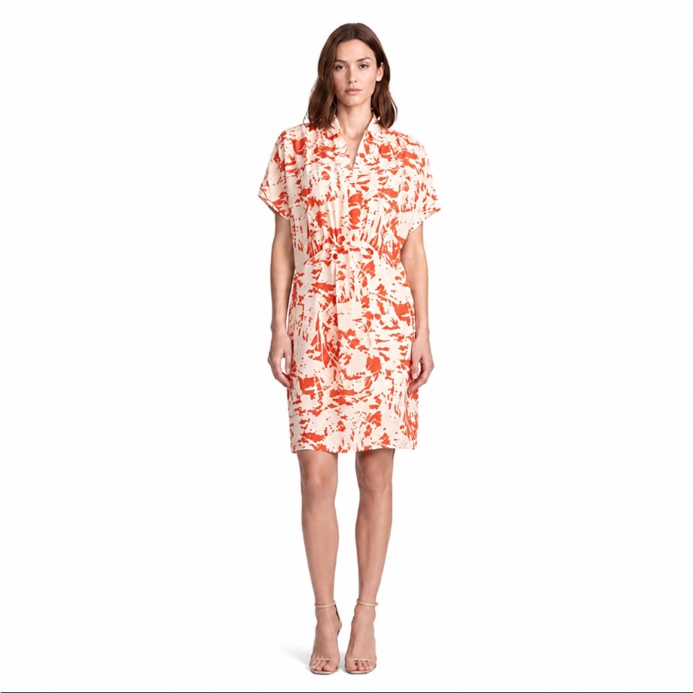 GLAM DOLL Cream and Orange Abstract Print Dress Size Medium